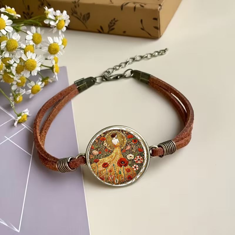 Vintage 2D Flat Pattern Fashion Bracelet, Anniversary Gift